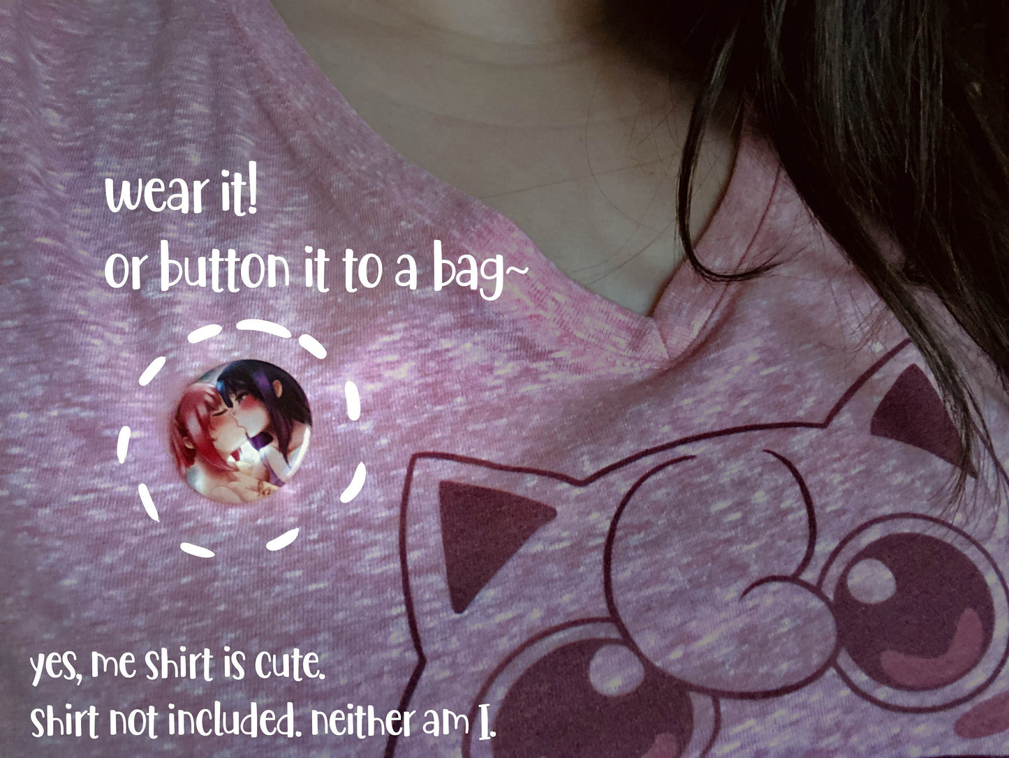 Die Cut Sticker and Pinback Button Combo - Madoka and Guine - JennGuine