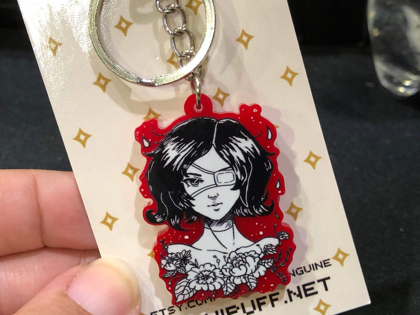 Inktober 2018 Red Keychain - Tranquil - JennGuine