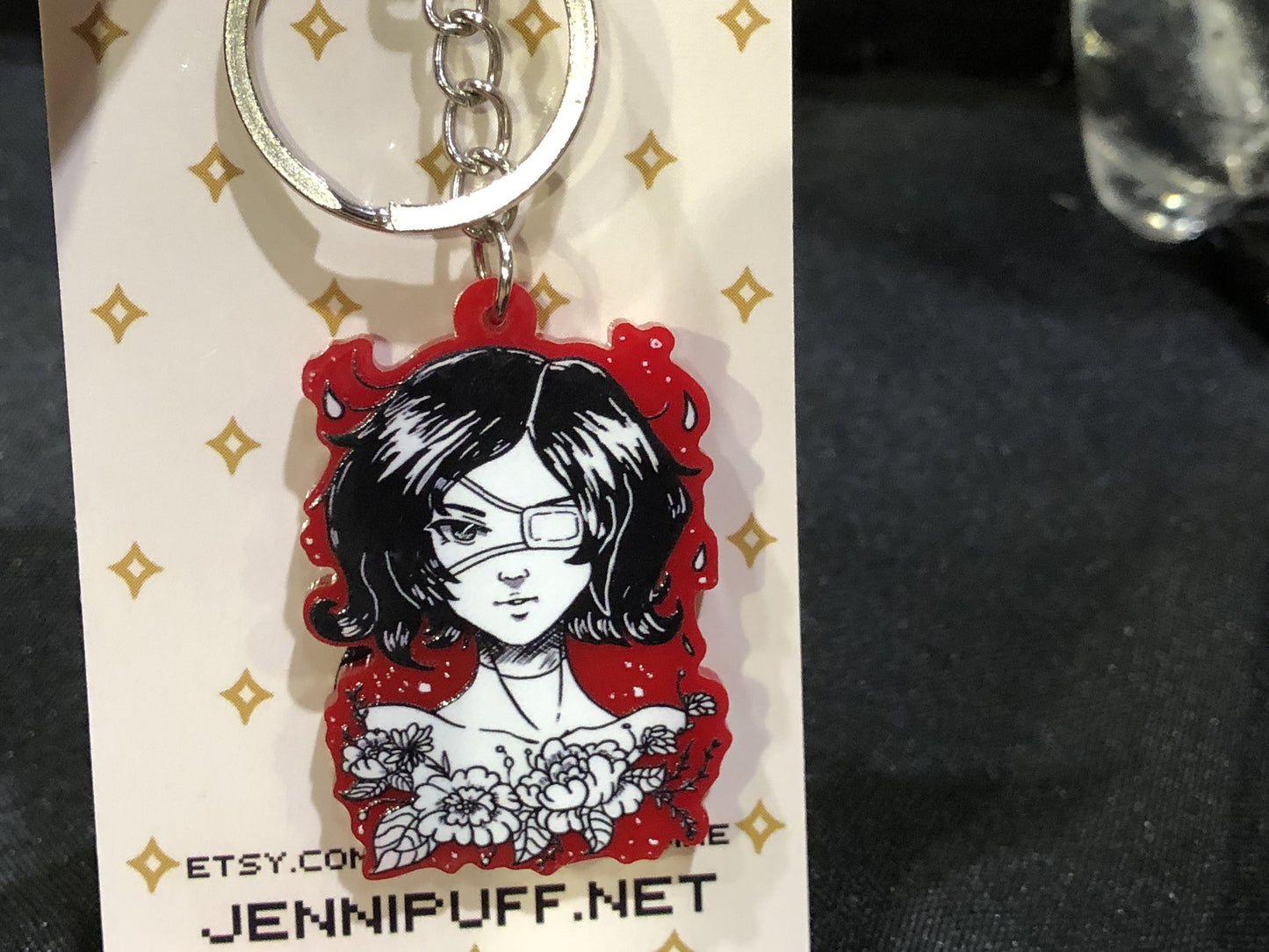 Inktober 2018 Red Keychain - Tranquil - JennGuine