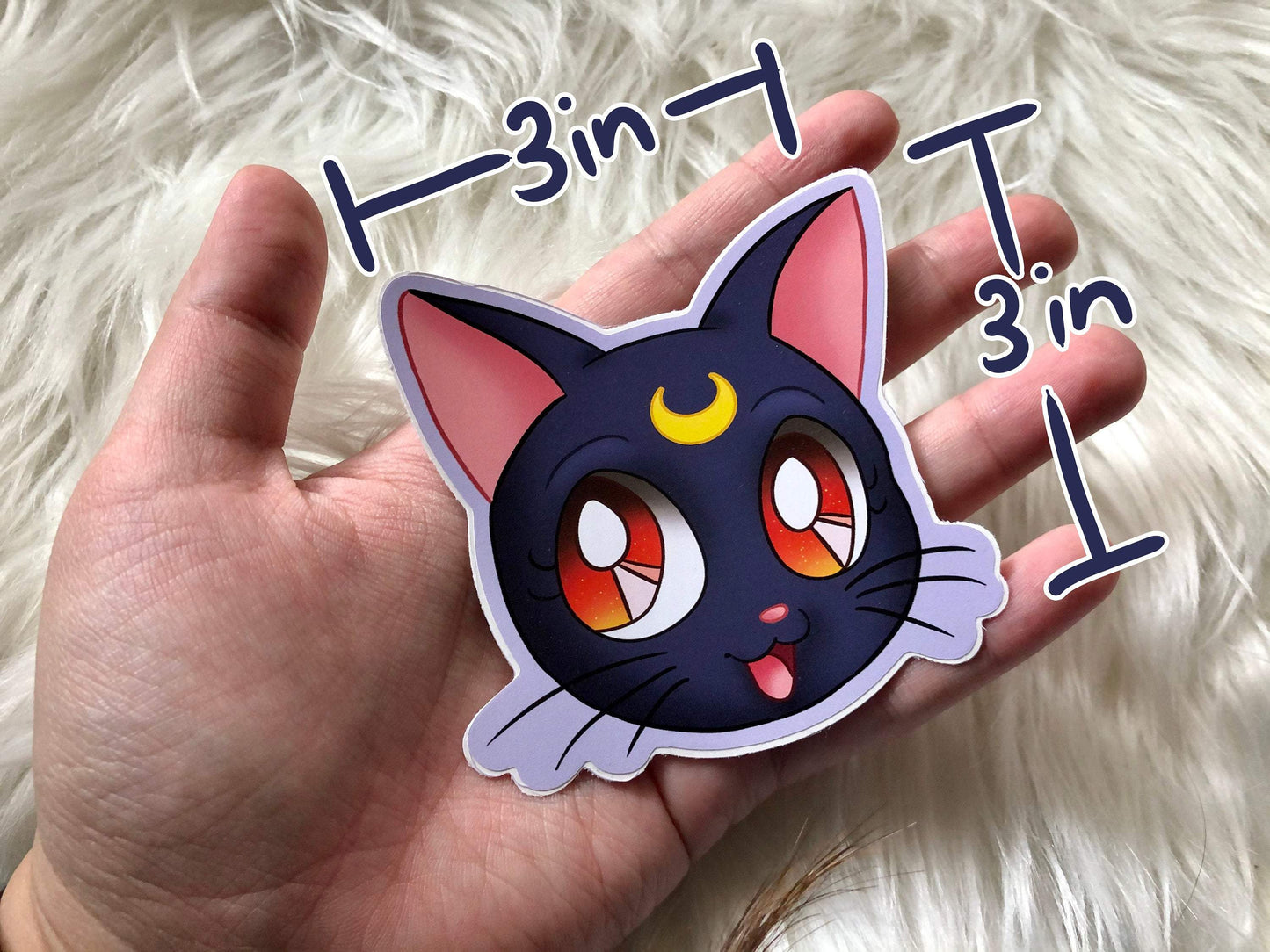 3in Die Cut Cat Stickers - Sailor Moon Luna or Nichijou Sakamoto - JennGuine