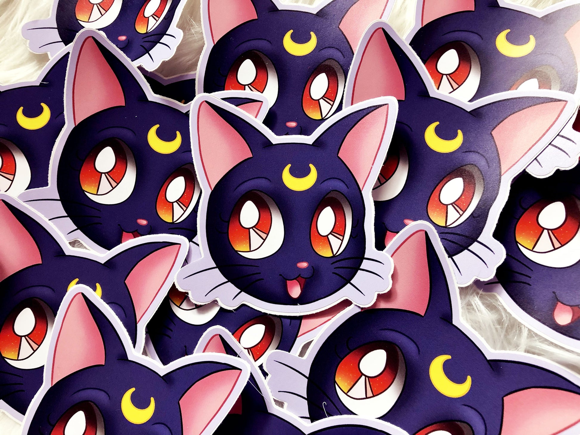 3in Die Cut Cat Stickers - Sailor Moon Luna or Nichijou Sakamoto - JennGuine