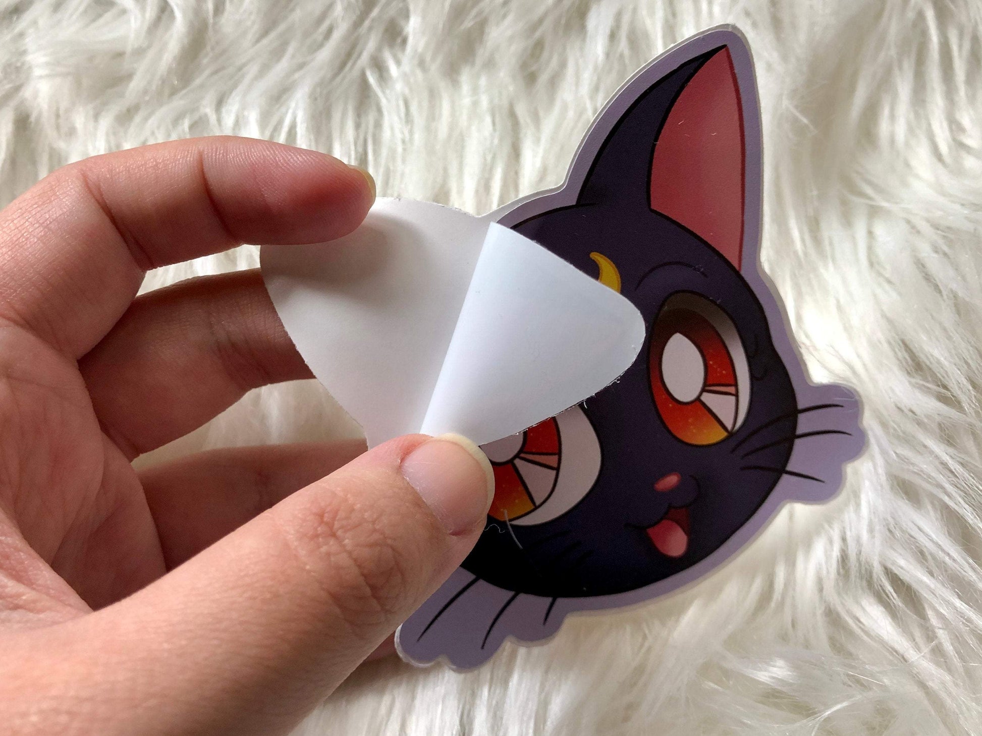 3in Die Cut Cat Stickers - Sailor Moon Luna or Nichijou Sakamoto - JennGuine
