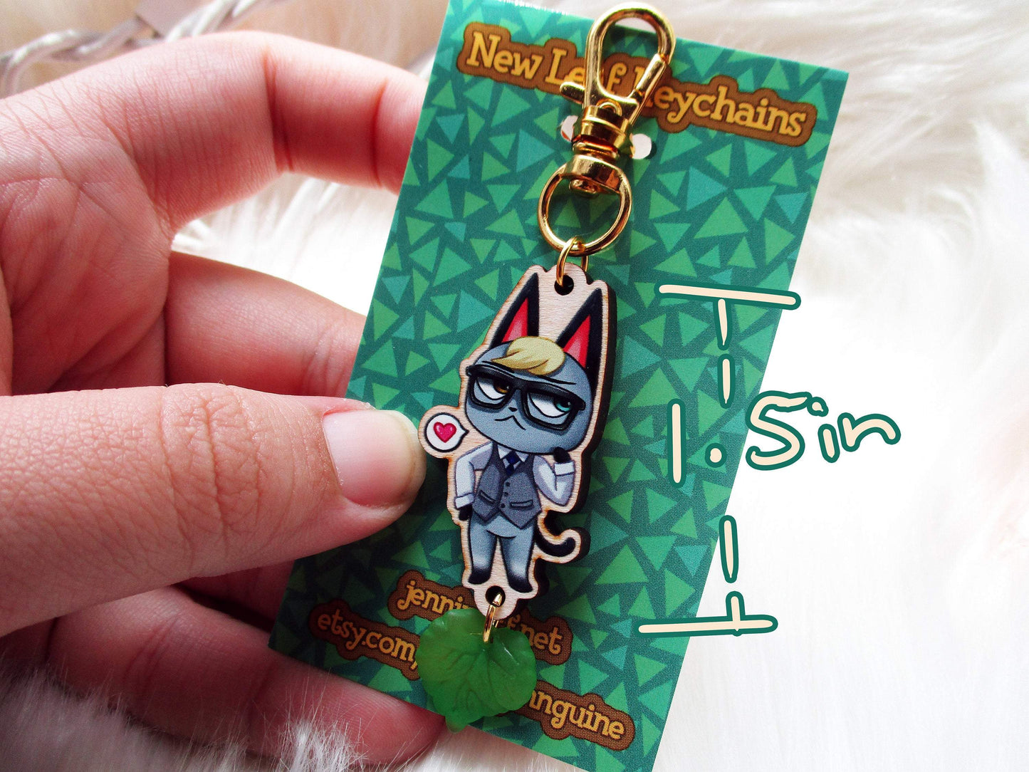 Animal Crossing Wooden Keychain - Raymond - JennGuine