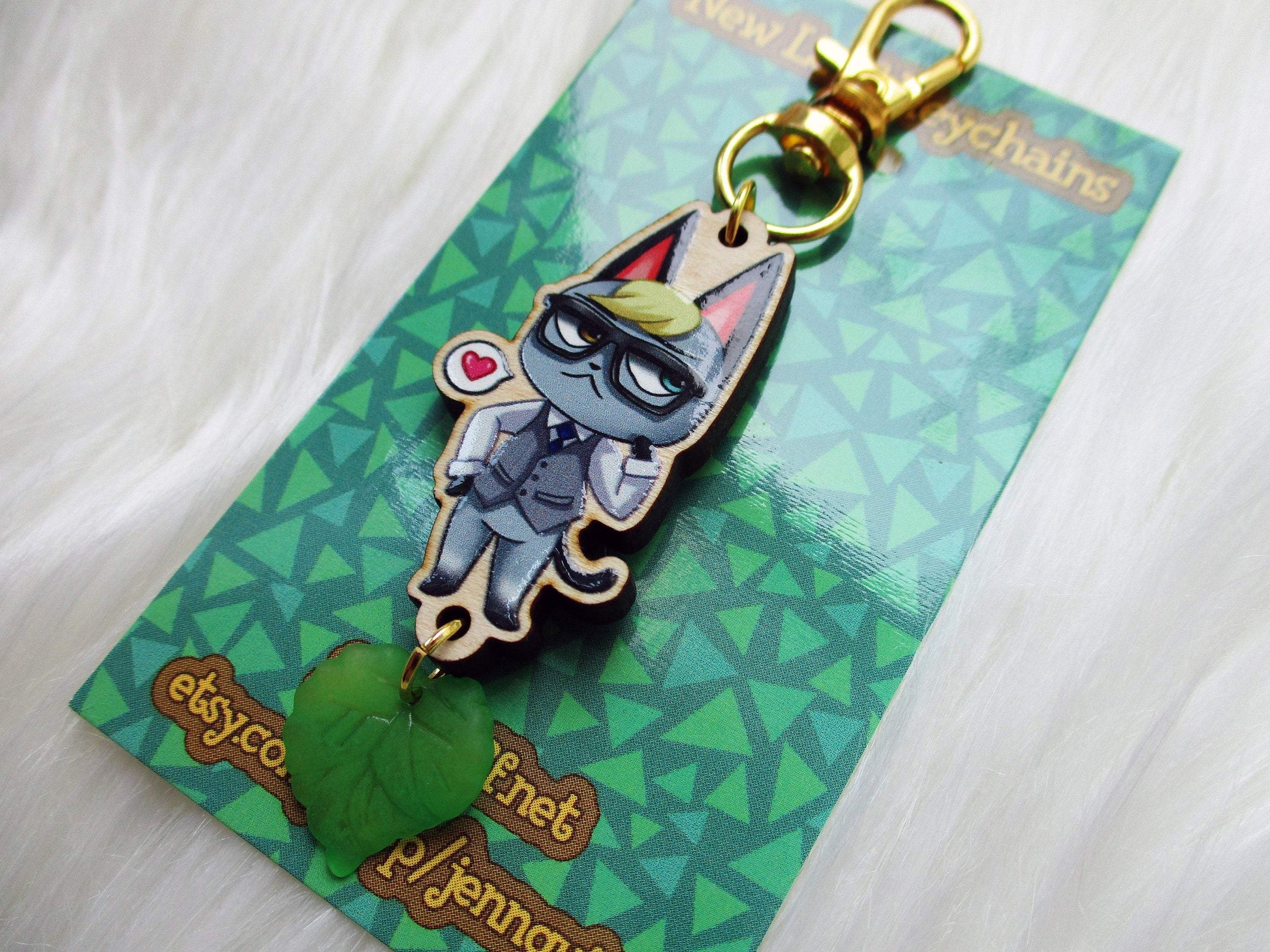 Animal Crossing Wooden Keychain - Raymond - JennGuine