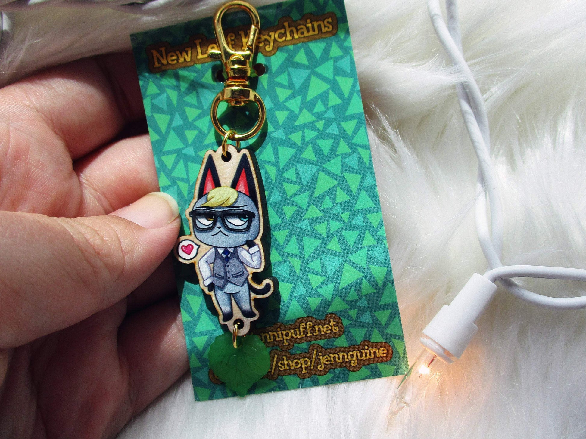 Animal Crossing Wooden Keychain - Raymond - JennGuine