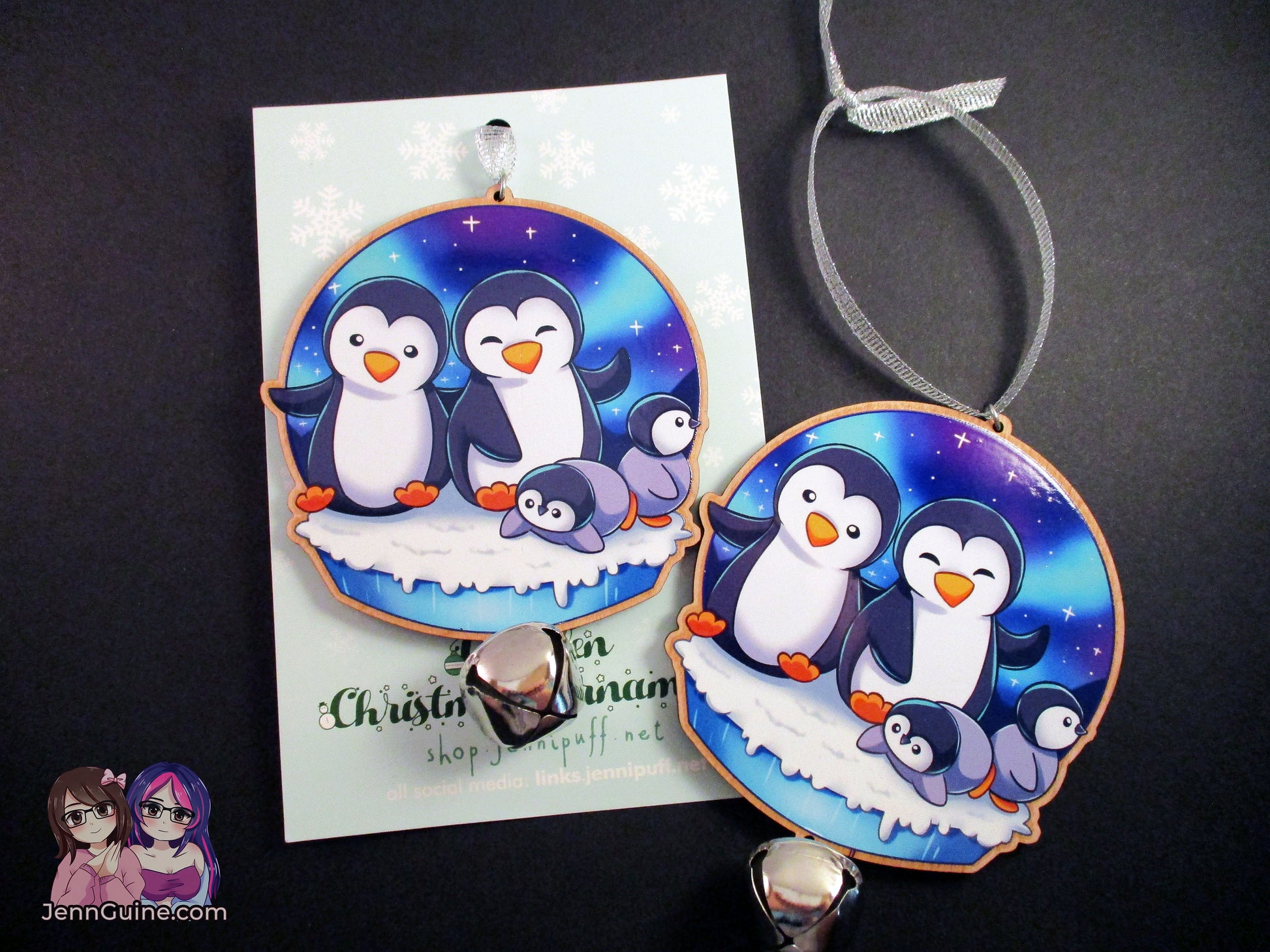 Wooden Christmas Ornament - Penguin Family (read description) - JennGuine