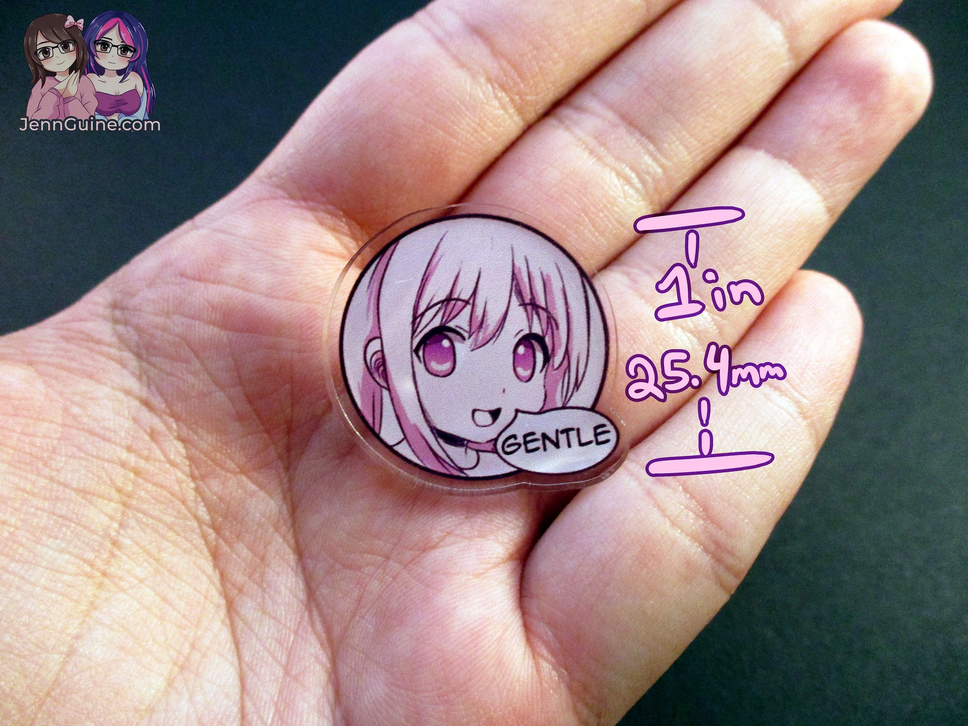 Sketchy Anime Character Trait Pin - Gentle (pick your own trait!) - JennGuine