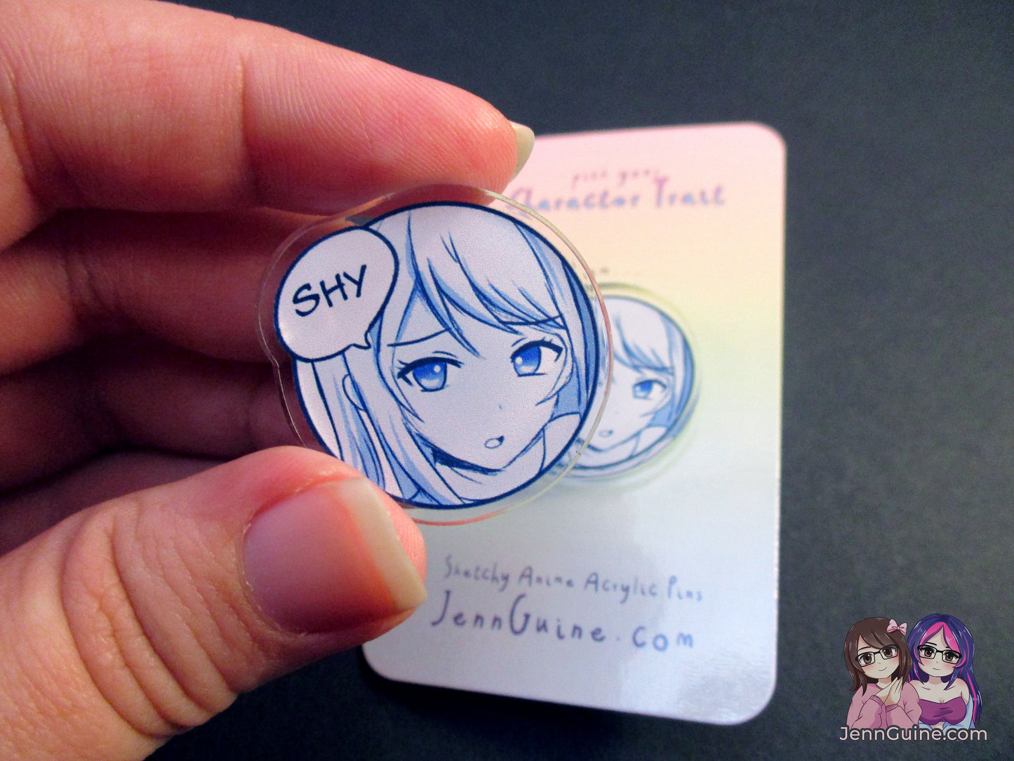 Sketchy Anime Character Trait Pin - Shy (pick your own trait!) - JennGuine
