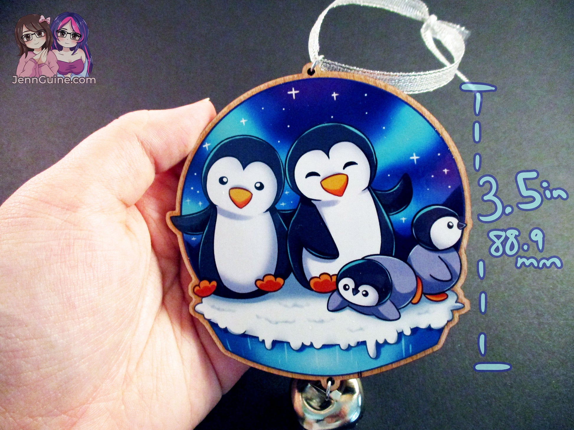 Wooden Christmas Ornament - Penguin Family (read description) - JennGuine