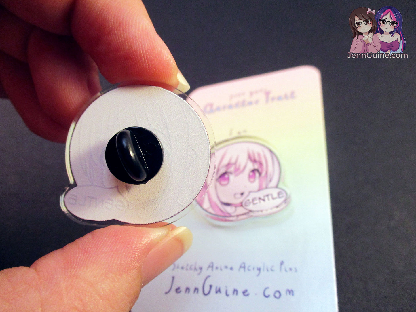 Sketchy Anime Character Trait Pin - Gentle (pick your own trait!) - JennGuine