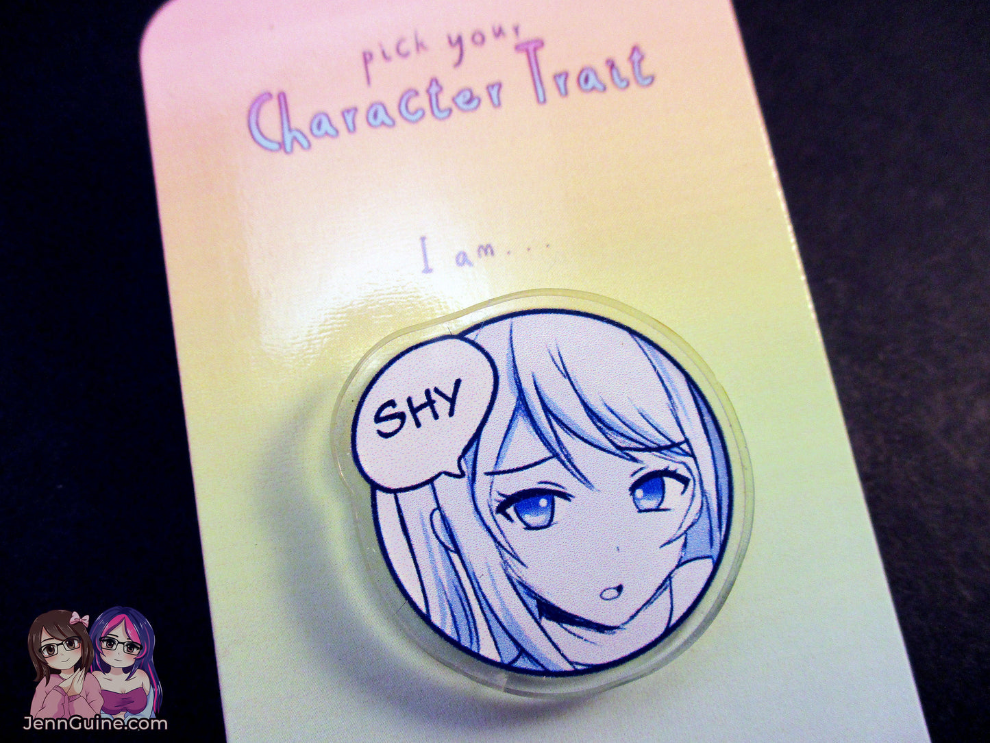 Sketchy Anime Character Trait Pin - Shy (pick your own trait!) - JennGuine