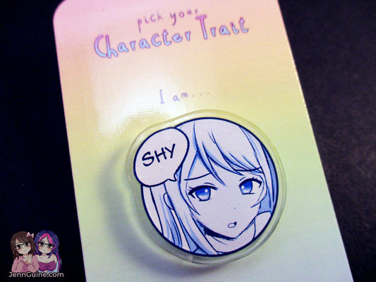 Sketchy Anime Character Trait Pin - Shy (pick your own trait!) - JennGuine