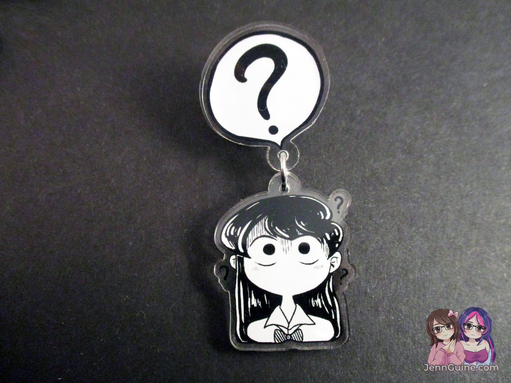 Acrylic Dangle Charm Pin - Confused Komi-San - JennGuine