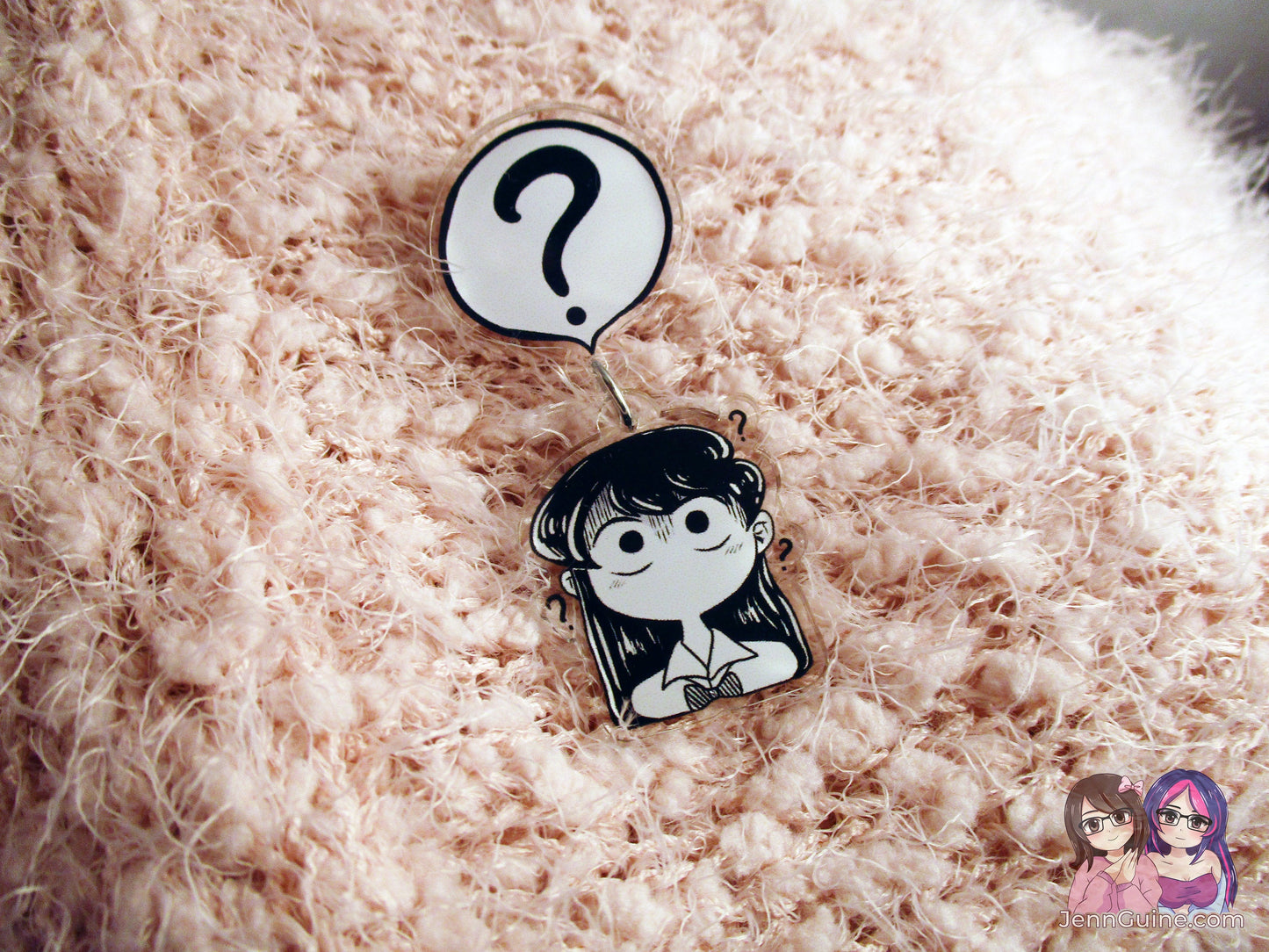 Acrylic Dangle Charm Pin - Confused Komi-San - JennGuine