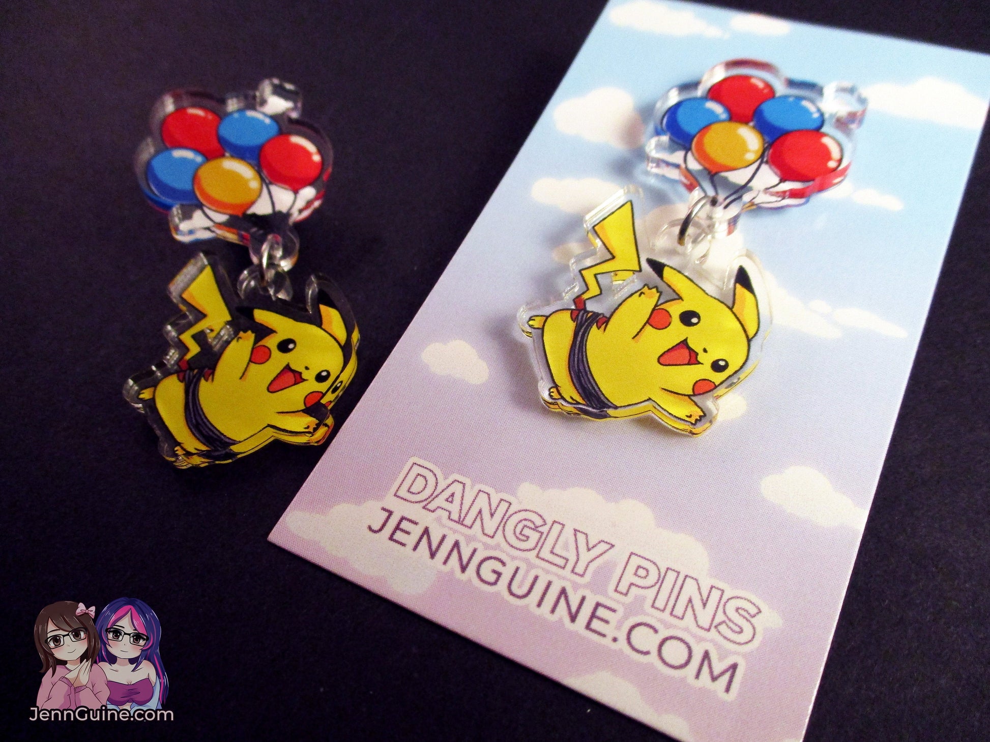 Acrylic Dangle Charm Pin - Balloon Pikachu Fly (SEE DESCRIPTION)