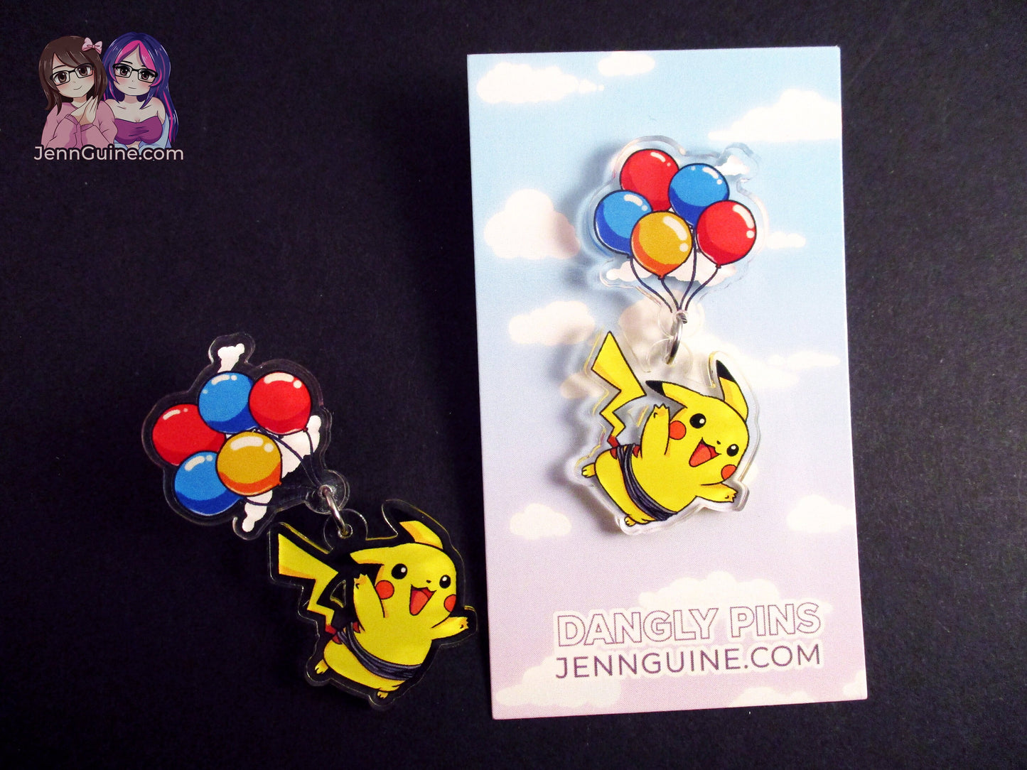 Acrylic Dangle Charm Pin - Balloon Pikachu Fly (SEE DESCRIPTION)