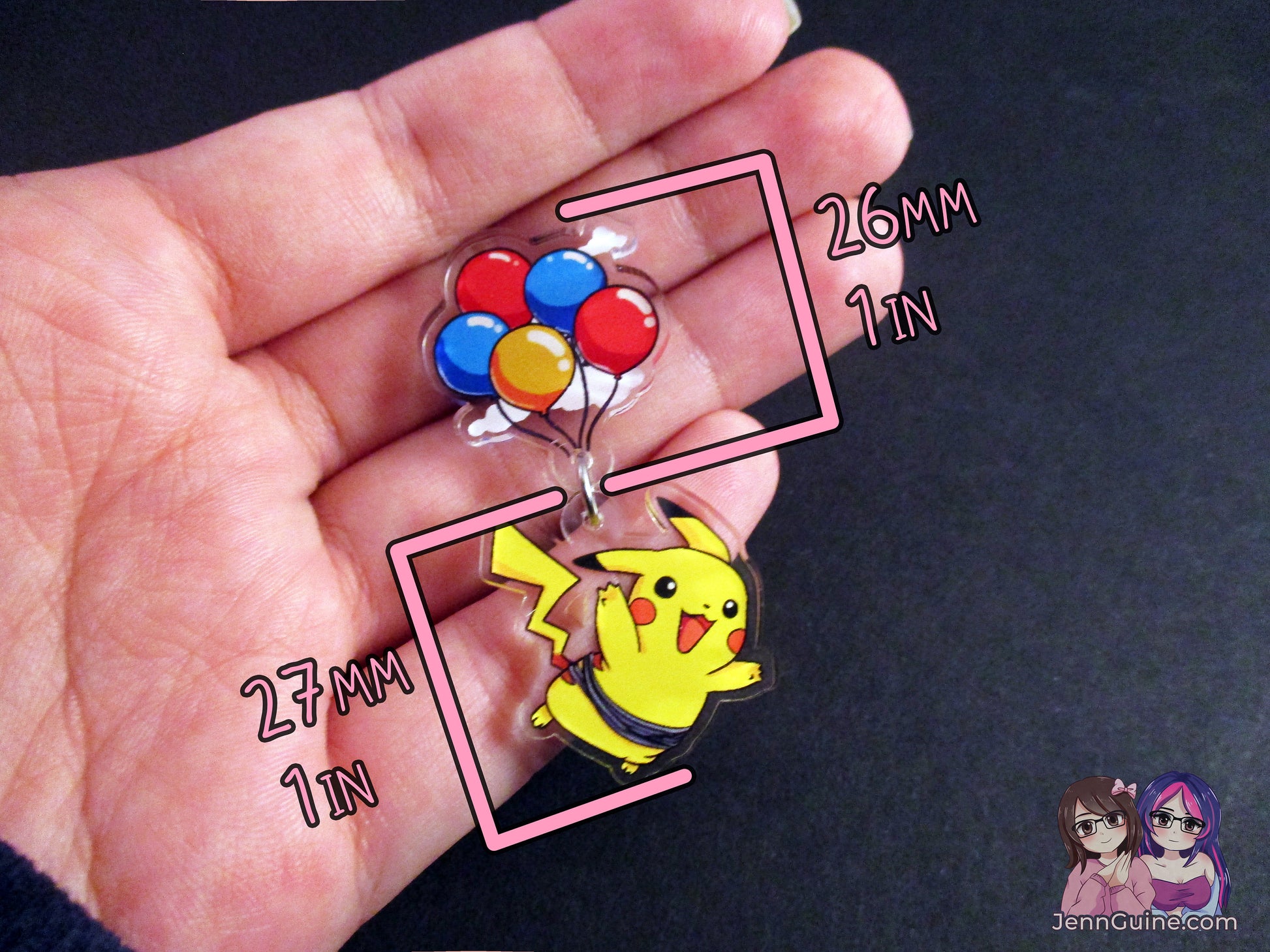 Acrylic Dangle Charm Pin - Balloon Pikachu Fly (SEE DESCRIPTION)