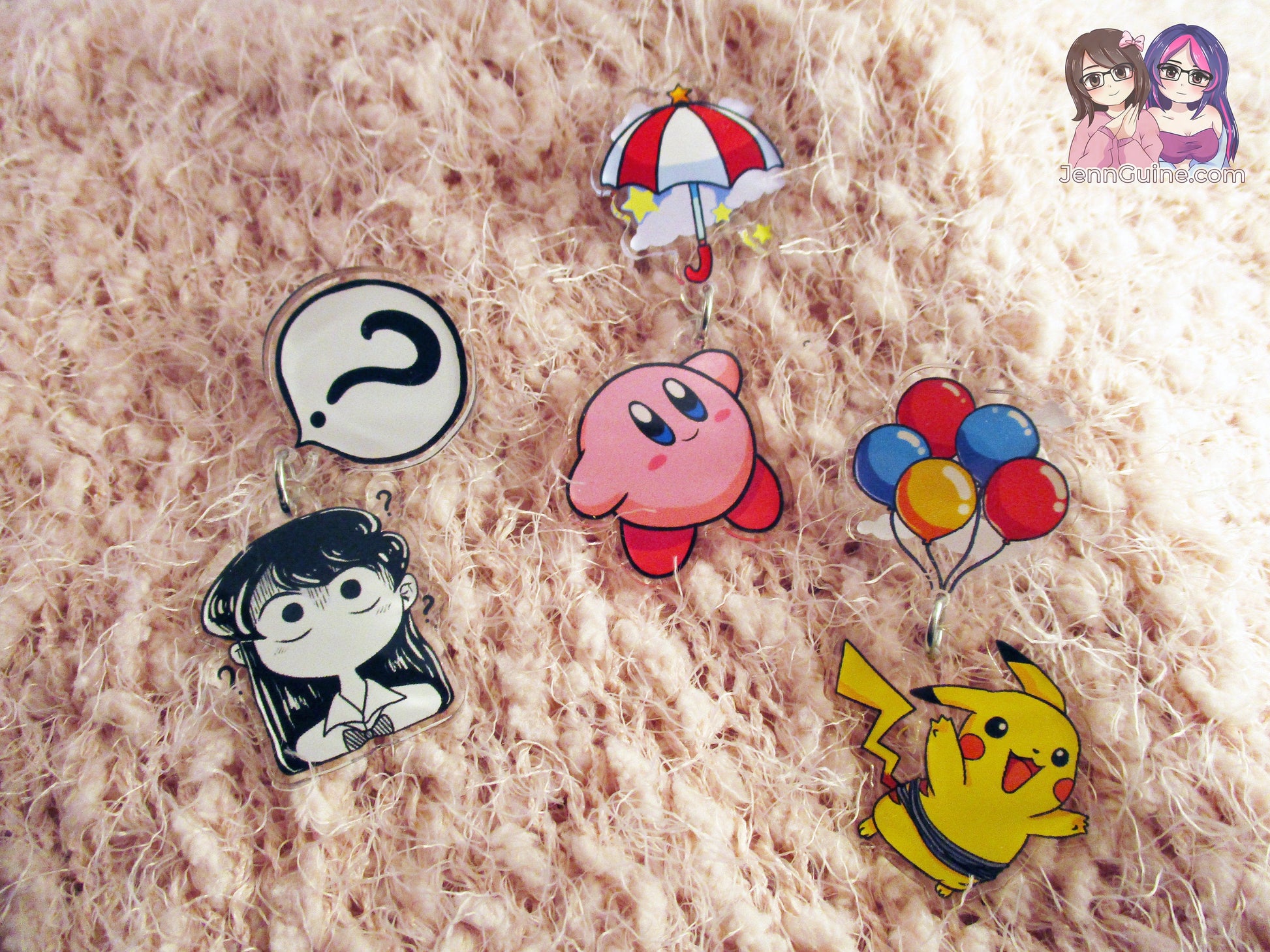 Acrylic Dangle Charm Pin - Kirby Umbrella Parasol - JennGuine