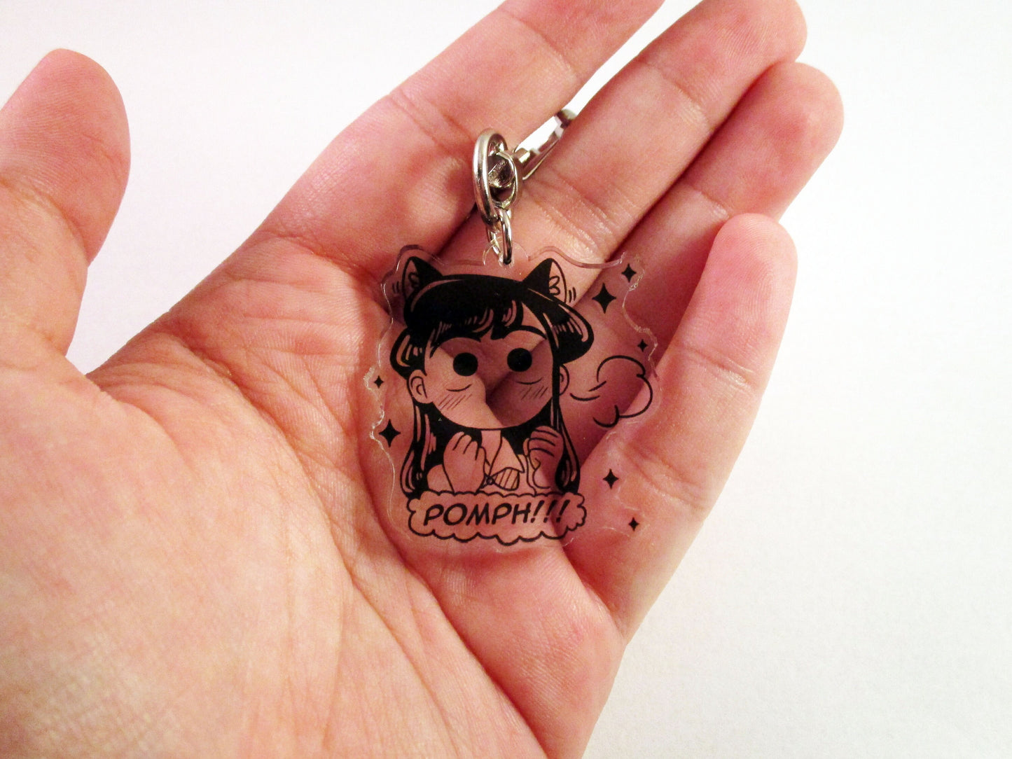 RESTOCKED Kawaii Manga Kom!-san Shouko Acrylic Keychain POMPH! (black ink is transparent)