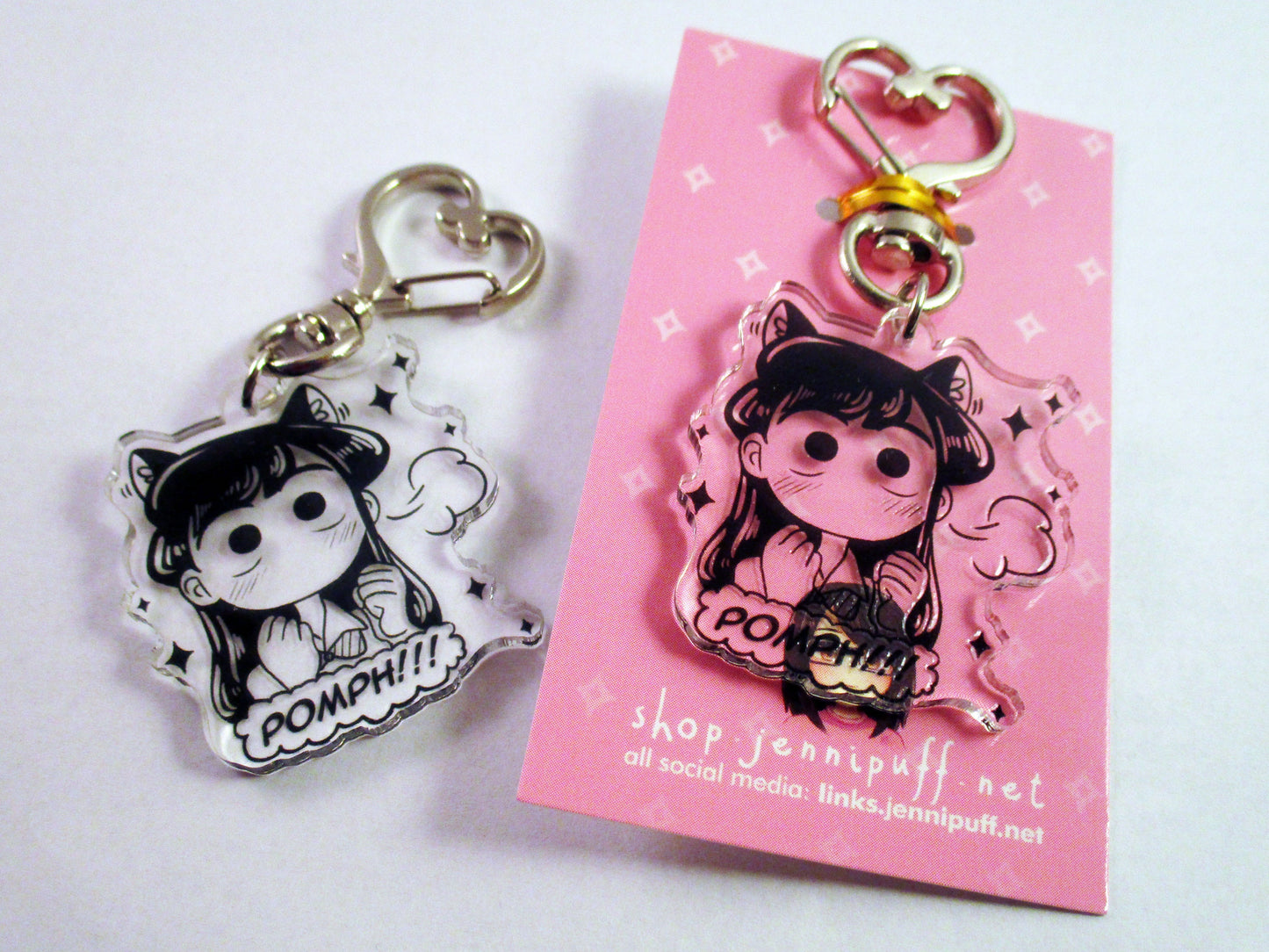 RESTOCKED Kawaii Manga Kom!-san Shouko Acrylic Keychain POMPH! (black ink is transparent)