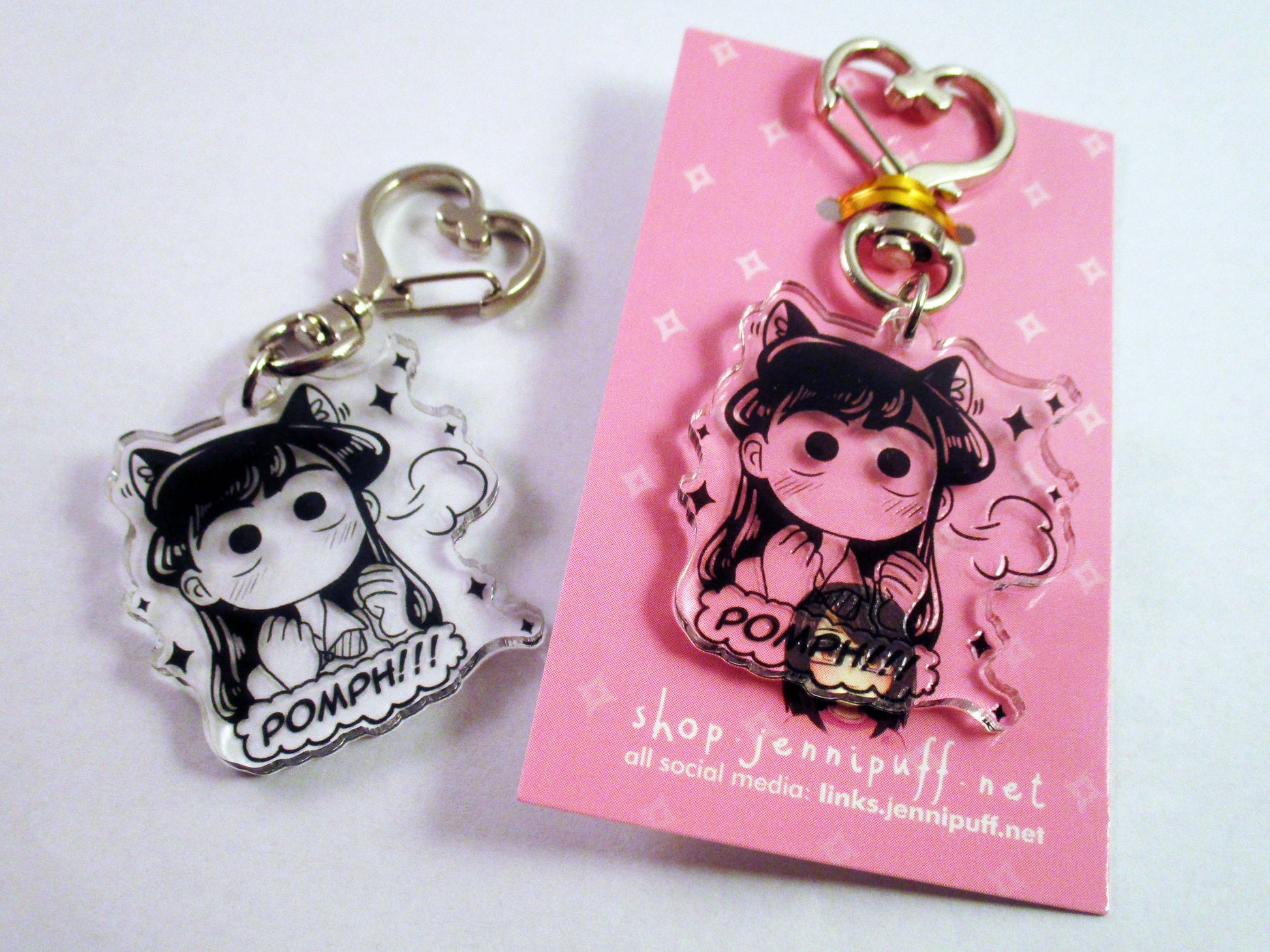RESTOCKED Kawaii Manga Kom!-san Shouko Acrylic Keychain POMPH! (black ink is transparent)