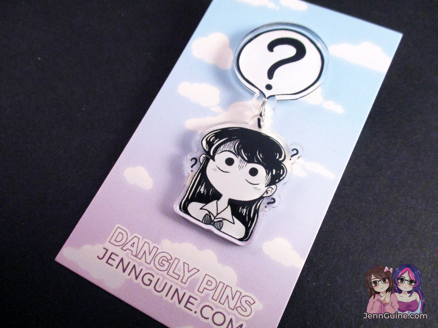 Acrylic Dangle Charm Pin - Confused Komi-San - JennGuine