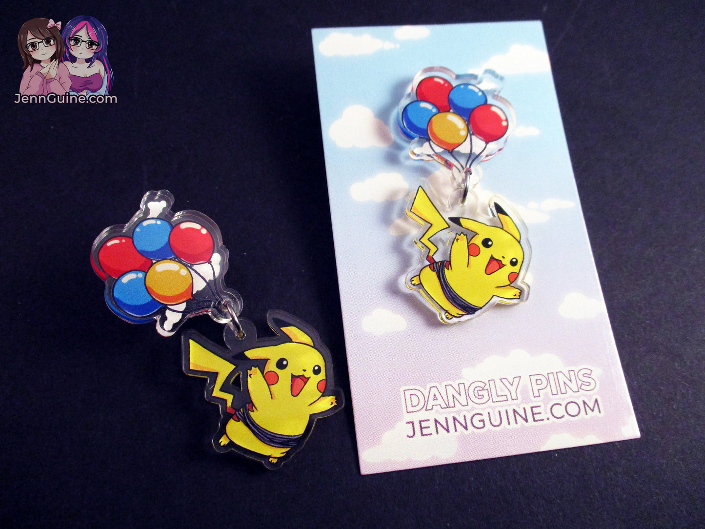Acrylic Dangle Charm Pin - Balloon Pikachu Fly (SEE DESCRIPTION)