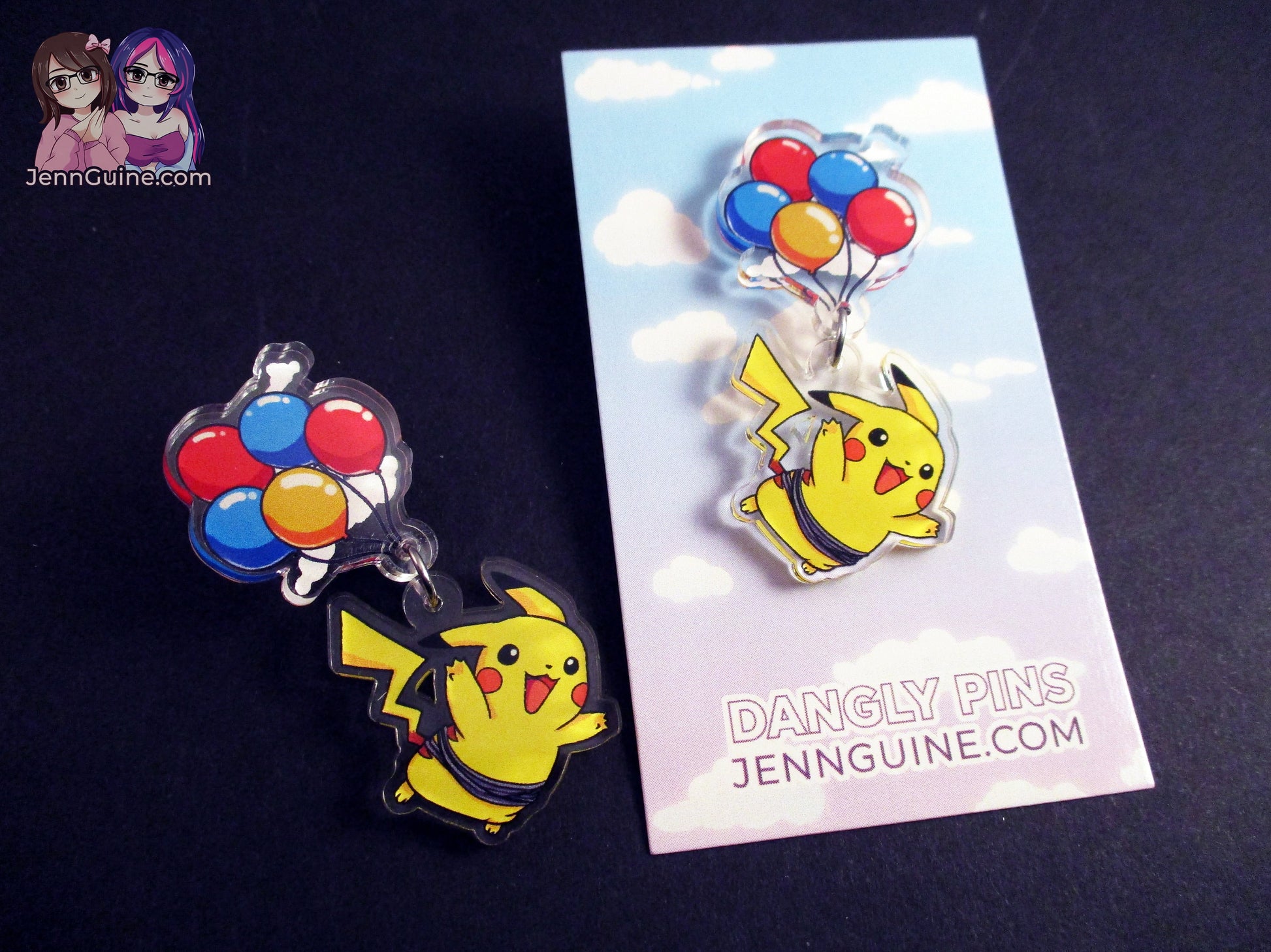 Acrylic Dangle Charm Pin - Balloon Pikachu Fly (SEE DESCRIPTION)