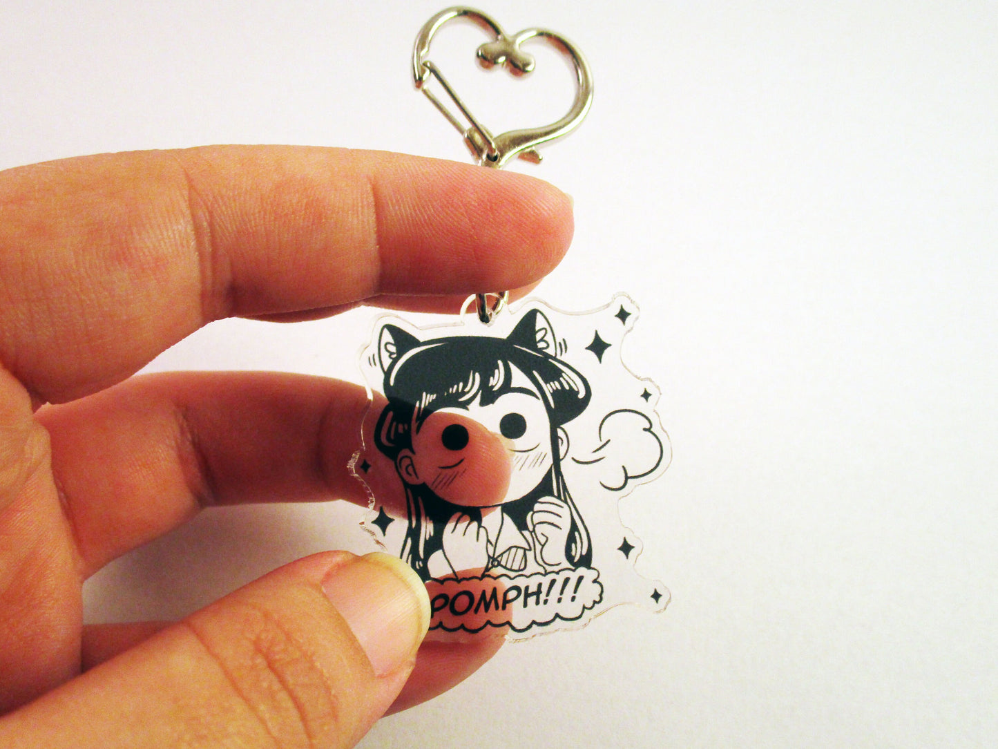 RESTOCKED Kawaii Manga Kom!-san Shouko Acrylic Keychain POMPH! (black ink is transparent)