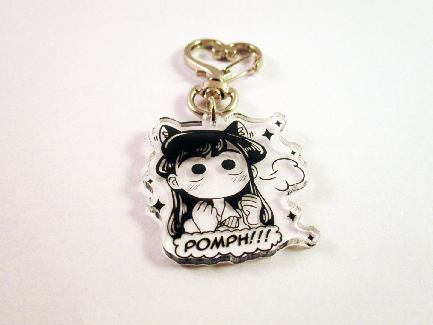 RESTOCKED Kawaii Manga Kom!-san Shouko Acrylic Keychain POMPH! (black ink is transparent)