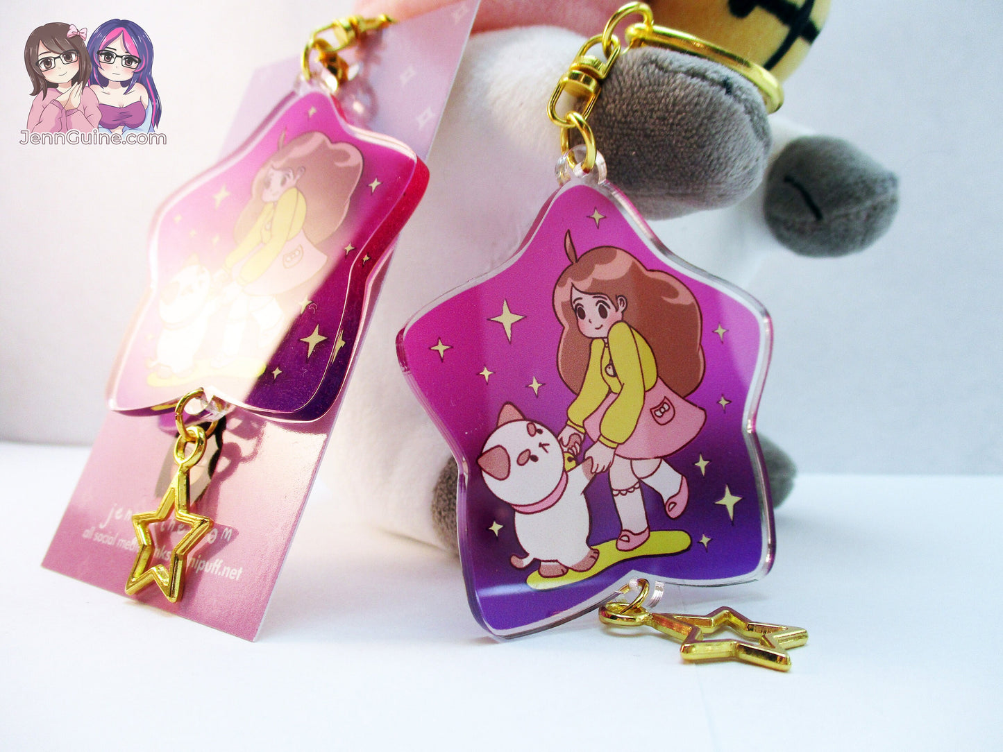 Bee and Puppycat Dancing Double Sided 2.5in Acrylic Star Keychain