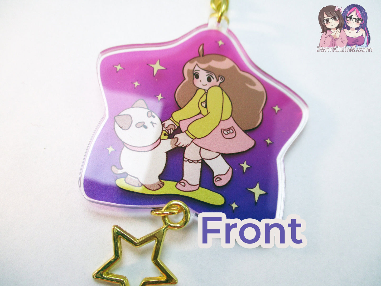Bee and Puppycat Dancing Double Sided 2.5in Acrylic Star Keychain