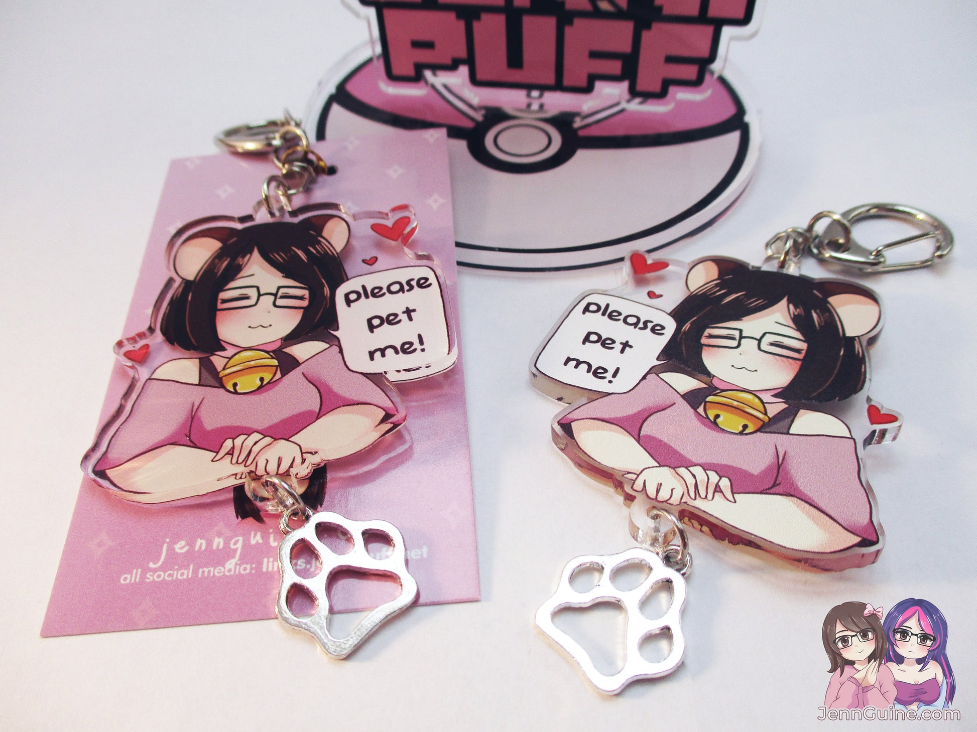 Jennipuff Please Pet Me Kawaii Double Sided 2.5in Acrylic Star Keychain