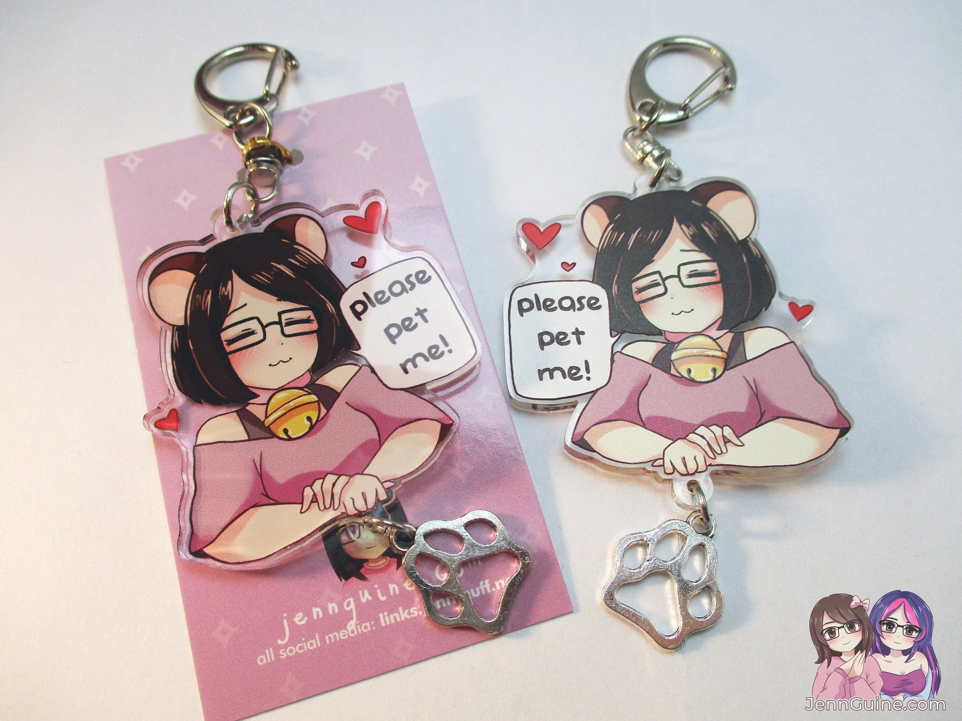 Jennipuff Please Pet Me Kawaii Double Sided 2.5in Acrylic Star Keychain