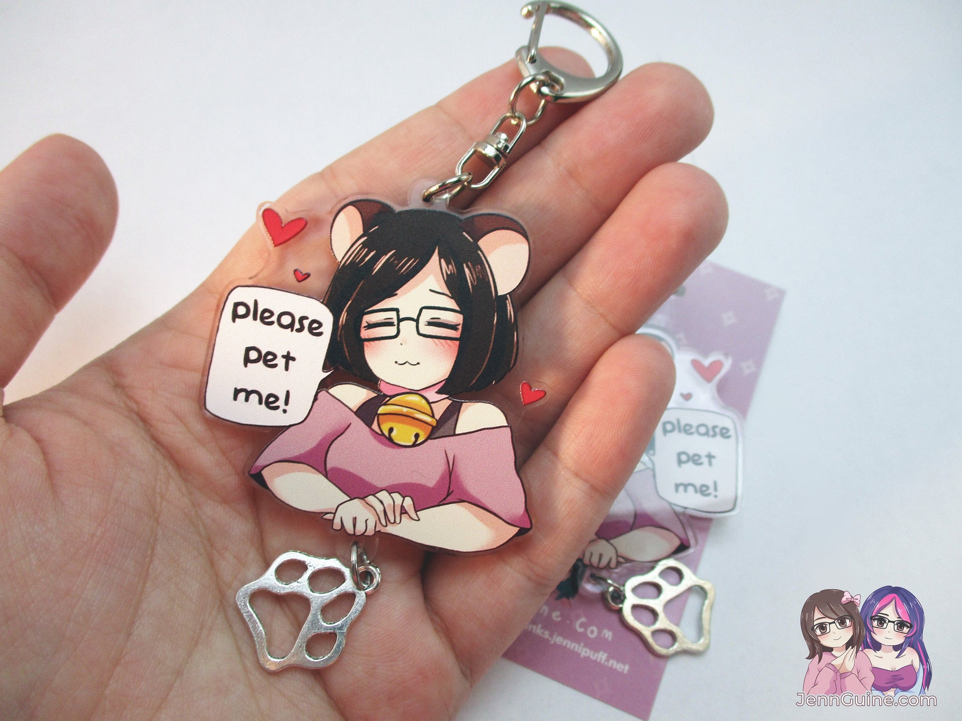 Jennipuff Please Pet Me Kawaii Double Sided 2.5in Acrylic Star Keychain