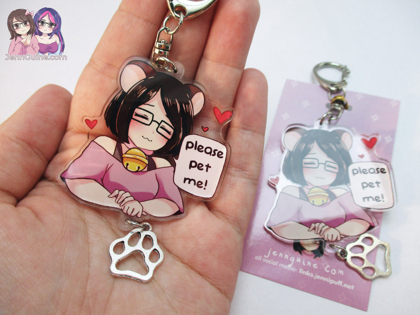 Jennipuff Please Pet Me Kawaii Double Sided 2.5in Acrylic Star Keychain