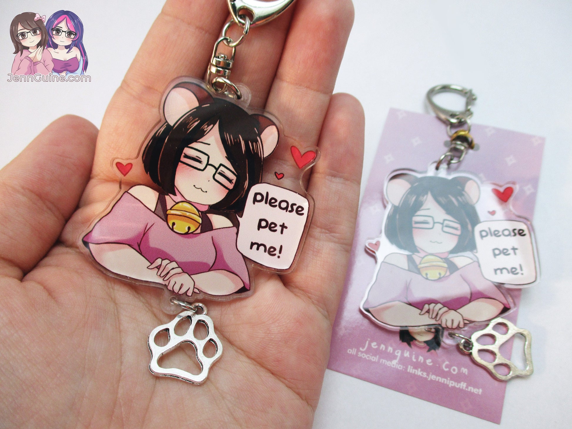 Jennipuff Please Pet Me Kawaii Double Sided 2.5in Acrylic Star Keychain