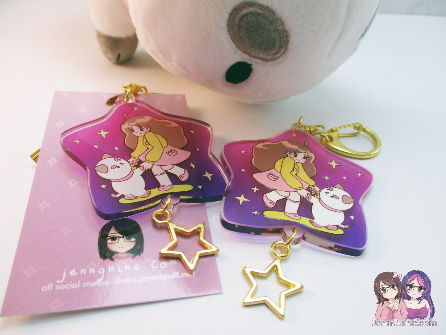 Bee and Puppycat Dancing Double Sided 2.5in Acrylic Star Keychain