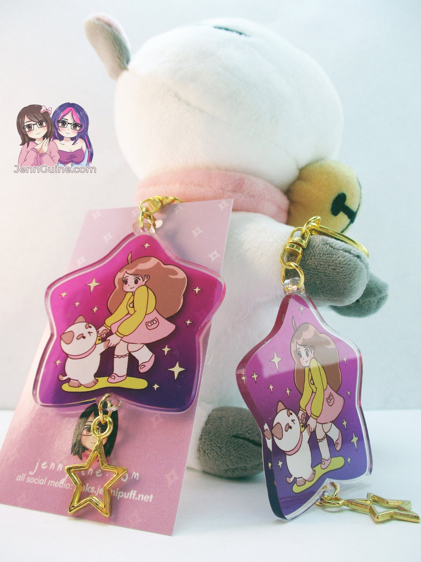 Bee and Puppycat Dancing Double Sided 2.5in Acrylic Star Keychain