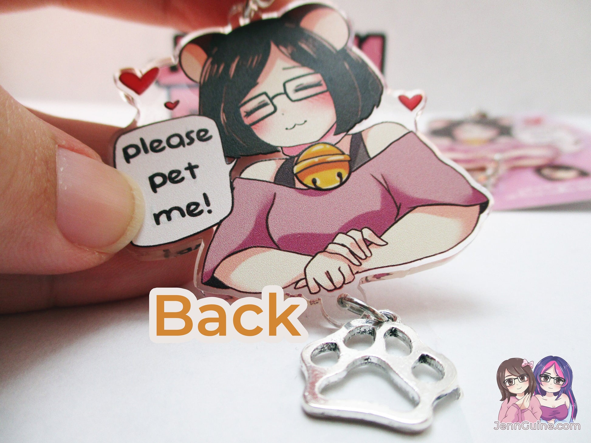 Jennipuff Please Pet Me Kawaii Double Sided 2.5in Acrylic Star Keychain