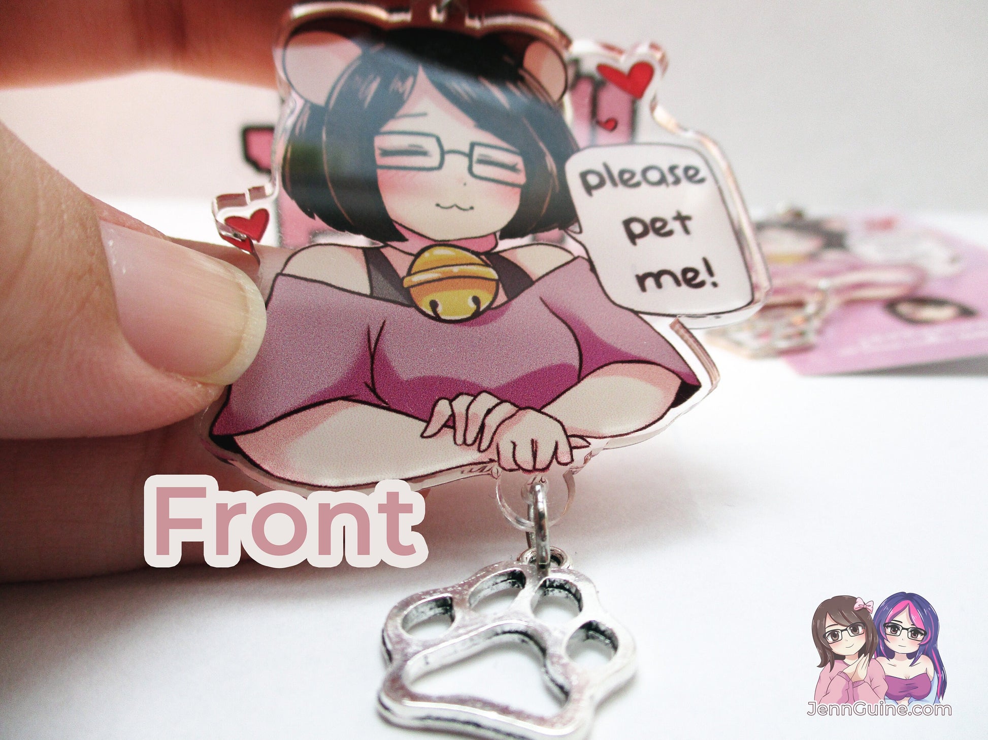Jennipuff Please Pet Me Kawaii Double Sided 2.5in Acrylic Star Keychain