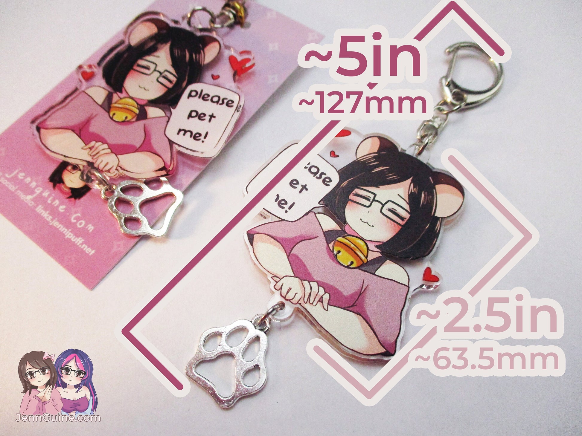 Jennipuff Please Pet Me Kawaii Double Sided 2.5in Acrylic Star Keychain
