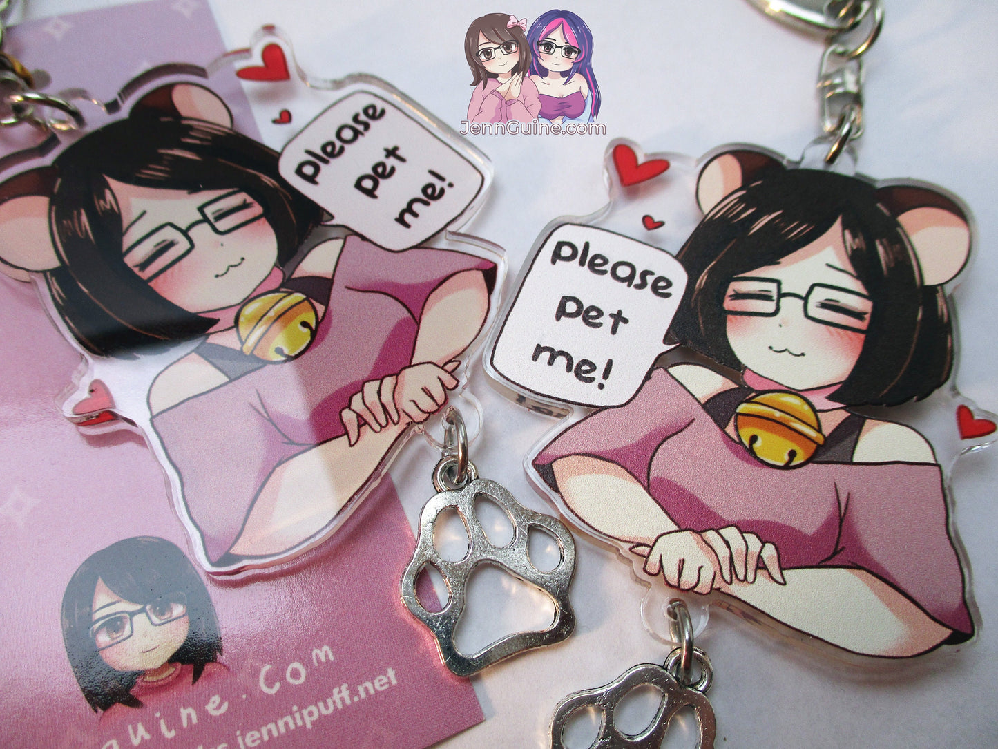 Jennipuff Please Pet Me Kawaii Double Sided 2.5in Acrylic Star Keychain