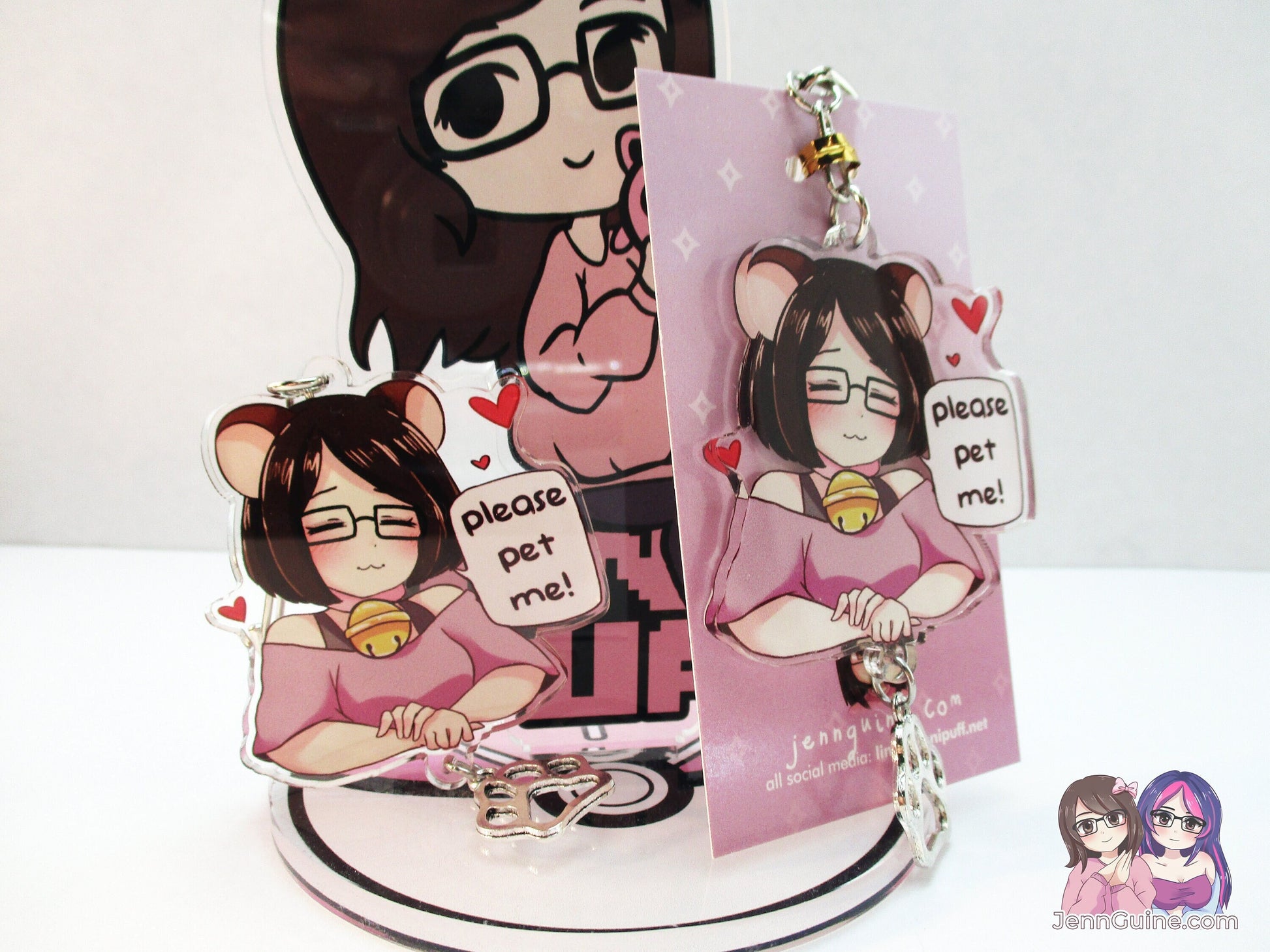 Jennipuff Please Pet Me Kawaii Double Sided 2.5in Acrylic Star Keychain