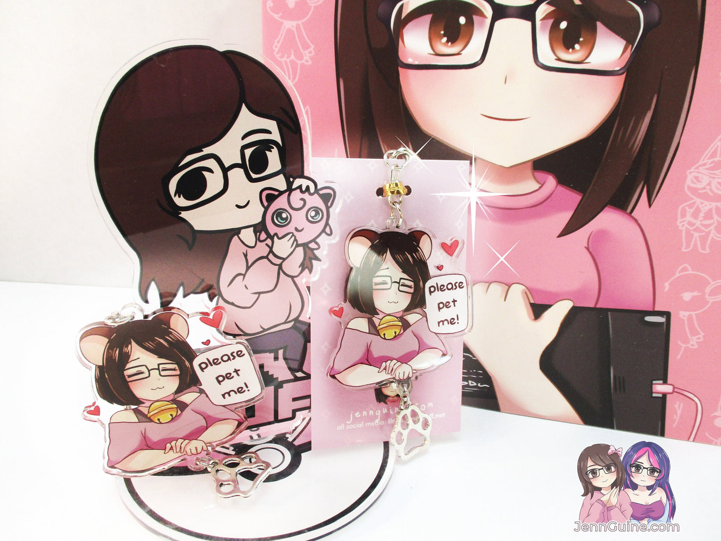 Jennipuff Please Pet Me Kawaii Double Sided 2.5in Acrylic Star Keychain