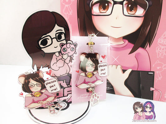 Jennipuff Please Pet Me Kawaii Double Sided 2.5in Acrylic Star Keychain