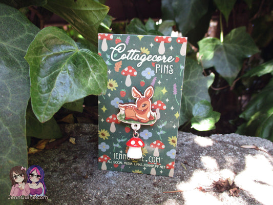 Cottagecore Wooden Pin - Woodland Deer
