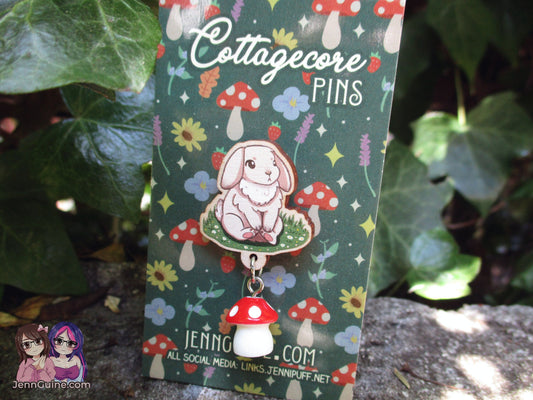 Cottagecore Wooden Pin - Woodland Bunny - NO RESTOCKS when sold out