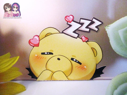 LOW STOCK Sleepy Princess in the Demon Castle Teddy Demon 3in Peeker Peeking Sticker Die-Cut Decal