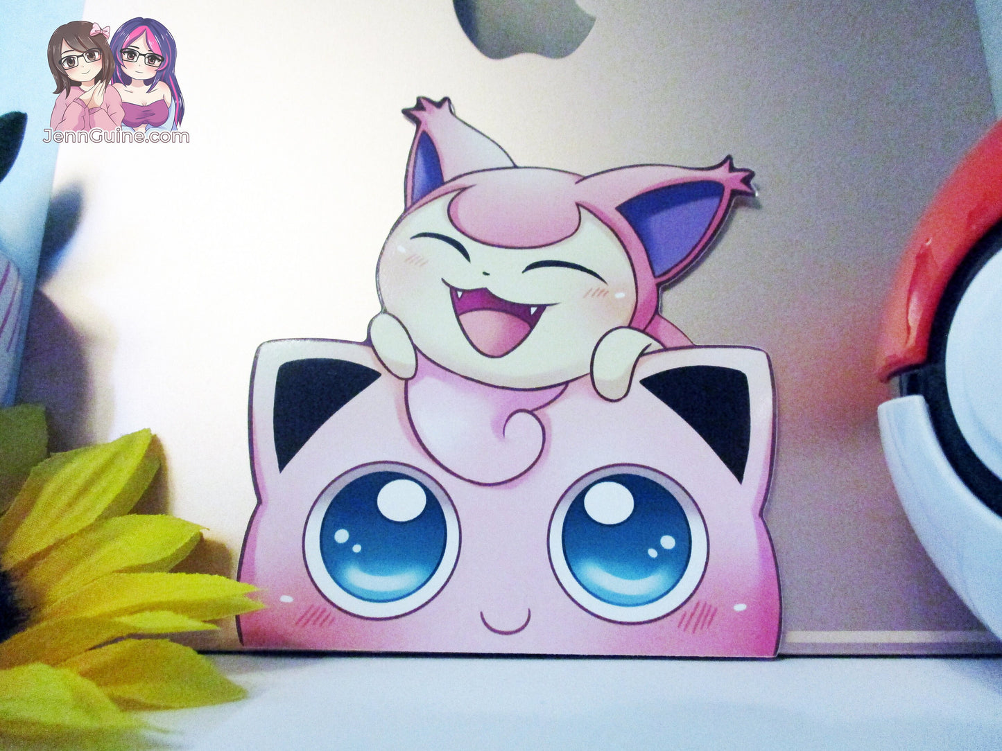 Jigglypuff Skitty Pink Pokemon 3in Peeker Peeking Sticker Die-Cut Decal